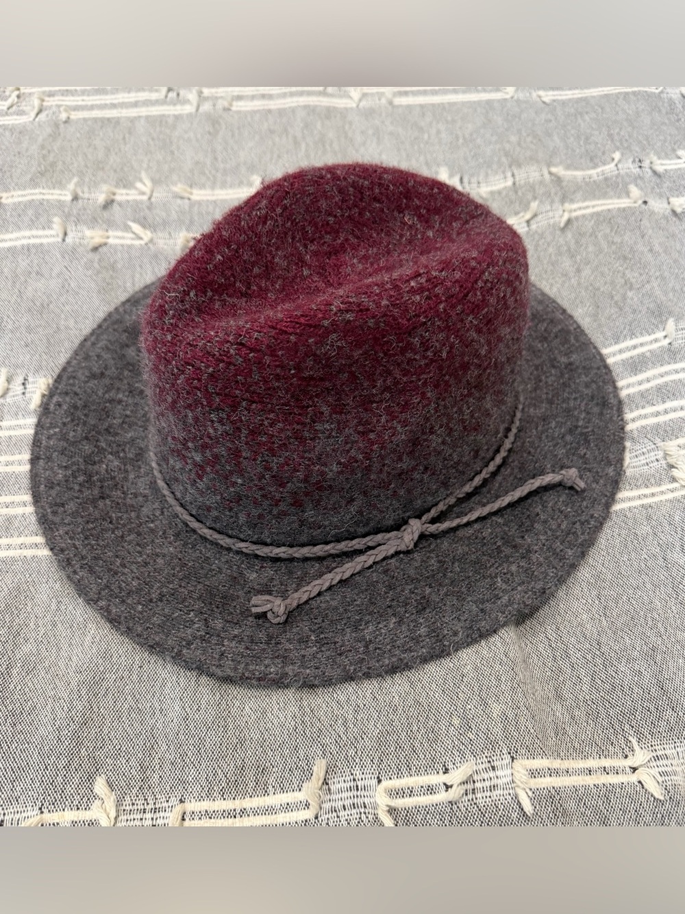 San Diego Hat Company Two-Tone Wool Fedora - Gray & Burgundy